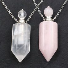Load image into Gallery viewer, Natural Crystal Hexagonal Perfume Bottle Pendant Necklace Fluorite Pendant Essential Oil Jar Chain Necklace