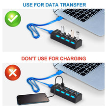 Load image into Gallery viewer, USB 3.0 Hub USB Hub 3.0 Multi USB Splitter 3 Hab Use Power Adapter 4/7 Port Multiple Expander 2.0 USB3 Hub with Switch for PC