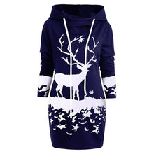 Load image into Gallery viewer, Christmas Dress Women Hooded Long Sleeve Printed Casual