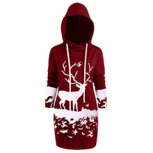 Load image into Gallery viewer, Christmas Dress Women Hooded Long Sleeve Printed Casual