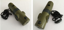 Load image into Gallery viewer, Camping Survival Whistle With Compass Thermometer Flashlight Magnifier