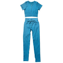 Load image into Gallery viewer, Seamless Workout Yoga Set SportHigh Waist Leggings Crop Top Athletic Outfits For Women Sportswear Sports Bra Running Shorts Sets