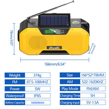 Load image into Gallery viewer, Outdoor Emergency Radio Bluetooth Speaker Solar Hand Flashlight Mobile Charging 5000 Mah Large Capacity