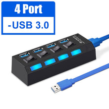 Load image into Gallery viewer, USB 3.0 Hub USB Hub 3.0 Multi USB Splitter 3 Hab Use Power Adapter 4/7 Port Multiple Expander 2.0 USB3 Hub with Switch for PC