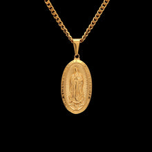 Load image into Gallery viewer, Catholic Religious Virgin Mary Necklace Pendant Stainless Steel Gold Color Cross Medallion Necklace
