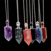 Load image into Gallery viewer, Natural Crystal Hexagonal Perfume Bottle Pendant Necklace Fluorite Pendant Essential Oil Jar Chain Necklace