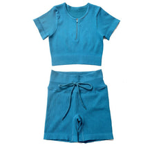 Load image into Gallery viewer, Seamless Workout Yoga Set SportHigh Waist Leggings Crop Top Athletic Outfits For Women Sportswear Sports Bra Running Shorts Sets