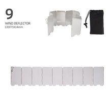 Load image into Gallery viewer, Outdoor Aluminum Alloy Windshield Stove Head Stove Windshield Folding Portable 9-Piece Mini Picnic Camping Equipment