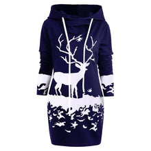 Load image into Gallery viewer, Christmas Dress Women Hooded Long Sleeve Printed Casual