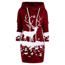 Load image into Gallery viewer, Christmas Dress Women Hooded Long Sleeve Printed Casual