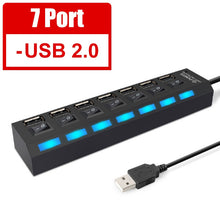 Load image into Gallery viewer, USB 3.0 Hub USB Hub 3.0 Multi USB Splitter 3 Hab Use Power Adapter 4/7 Port Multiple Expander 2.0 USB3 Hub with Switch for PC