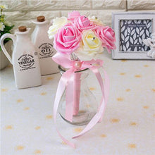 Load image into Gallery viewer, New Arrival 20 Colors Flower Wedding Bouquet with Ribbon Handmade Artificial Crystals Handle Bridal Bouquet Buque de Noiva