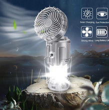 Load image into Gallery viewer, Portable Outdoor LED Camping Lantern With Fan Solar Charge Rechargeable Light Hanging Tent Lamp Fish Flashlight