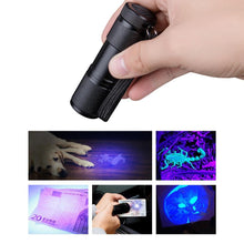 Load image into Gallery viewer, Mini 9LED UV Flashlight Ultraviolet Ultra Violet Invisible Ink Marker Detection Torch Light 3AAA UV Lamp