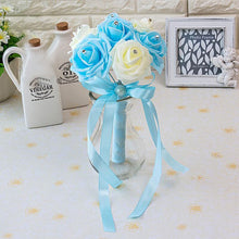 Load image into Gallery viewer, New Arrival 20 Colors Flower Wedding Bouquet with Ribbon Handmade Artificial Crystals Handle Bridal Bouquet Buque de Noiva