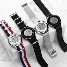 Load image into Gallery viewer, S1134 Men Watches Fashion LED Electronic Silver digital Watch Tungsten Steel Clock Waterproof Outdoor Men Wristwatch