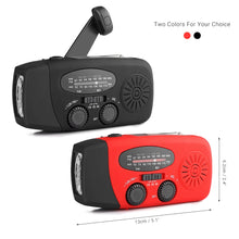 Load image into Gallery viewer, Portable Solar Radio FM Hand Crank Self Powered Phone Charger 3 LED Flashlight AM/FM/WB Radio Waterproof Emergency Survival