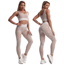 Load image into Gallery viewer, 2PCS/Set Seamless Women Yoga Suit Serpentine Sportswear High Waist Leggings Sexy Sports Bra Gym Fitness Clothing Sets