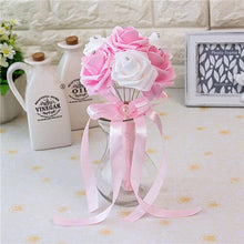 Load image into Gallery viewer, New Arrival 20 Colors Flower Wedding Bouquet with Ribbon Handmade Artificial Crystals Handle Bridal Bouquet Buque de Noiva