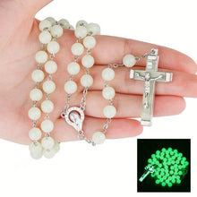 Load image into Gallery viewer, Classic Fashion Luminous Religious Style Christian Rosary Jewelry Luminous Rosary Cross Necklace
