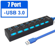 Load image into Gallery viewer, USB 3.0 Hub USB Hub 3.0 Multi USB Splitter 3 Hab Use Power Adapter 4/7 Port Multiple Expander 2.0 USB3 Hub with Switch for PC