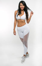 Load image into Gallery viewer, OEM Factory Plain Contrast Panel Mesh Fabric Insert Stitching Polyester Leggings Black Yoga Pants