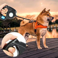 Load image into Gallery viewer, 4.5M LED Flashlight Extendable Retractable Pet Dog Leash Lead with Garbage Bag