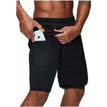 Load image into Gallery viewer, Men's music shorts 2 in 1 running shorts security pockets shorts quick drying sports shorts built-in pockets hip zipper pockets