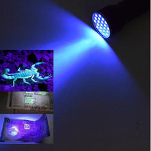 Load image into Gallery viewer, 21 LED's Flashlight Ultra Violet UV; Flashlight/Black Light; AAA Battery