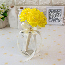 Load image into Gallery viewer, New Arrival 20 Colors Flower Wedding Bouquet with Ribbon Handmade Artificial Crystals Handle Bridal Bouquet Buque de Noiva