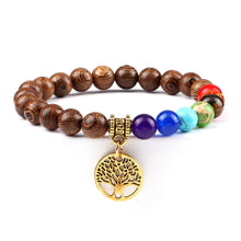 Load image into Gallery viewer, Chakra Life Tree Healing Bracelets (some adjustable); Natural Stone; Reiki; Yoga; Meditation
