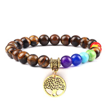 Load image into Gallery viewer, Chakra Life Tree Healing Bracelets (some adjustable); Natural Stone; Reiki; Yoga; Meditation