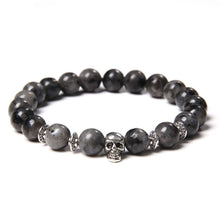Load image into Gallery viewer, Skull Bracelets For Men Women Natural Stone; 8MM Beads Stretch Bangles