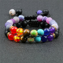 Load image into Gallery viewer, Natural Beaded Bracelet: 8mm Lava Stone; 7 Chakra