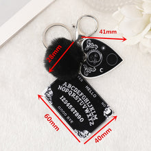Load image into Gallery viewer, Ouija Board & Planchette Keychain; Acrylic Pompom; Handbag Jewelry Charms
