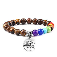 Load image into Gallery viewer, Chakra Life Tree Healing Bracelets (some adjustable); Natural Stone; Reiki; Yoga; Meditation