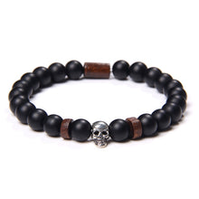 Load image into Gallery viewer, Skull Bracelets For Men Women Natural Stone; 8MM Beads Stretch Bangles