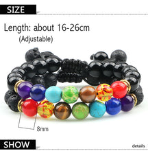 Load image into Gallery viewer, Natural Beaded Bracelet: 8mm Lava Stone; 7 Chakra