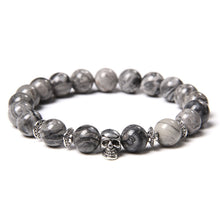 Load image into Gallery viewer, Skull Bracelets For Men Women Natural Stone; 8MM Beads Stretch Bangles