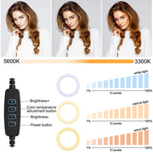 Load image into Gallery viewer, Universal USB Selfie Studio Photo Ring Lighting; Dimmable Lights; Stand