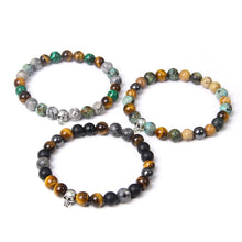 Load image into Gallery viewer, Skull Bracelets For Men Women Natural Stone; 8MM Beads Stretch Bangles