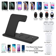 Load image into Gallery viewer, 15W Qi Fast Wireless Charger Stand For iPhone 11 XR X 8 Apple Watch 4 in 1 Foldable Charging Dock Station