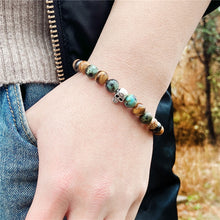 Load image into Gallery viewer, Skull Bracelets For Men Women Natural Stone; 8MM Beads Stretch Bangles