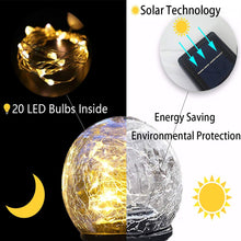 Load image into Gallery viewer, Solar Lamps; Cracked Glass; Round Ball Lights; Outdoor Waterproof LED