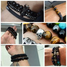 Load image into Gallery viewer, Skull Bracelets For Men Women Natural Stone; 8MM Beads Stretch Bangles