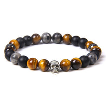 Load image into Gallery viewer, Skull Bracelets For Men Women Natural Stone; 8MM Beads Stretch Bangles