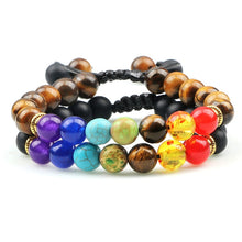 Load image into Gallery viewer, Natural Beaded Bracelet: 8mm Lava Stone; 7 Chakra