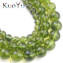 Load image into Gallery viewer, Green Peridot Stone Round Loose Spacer Beads; For Jewelry Making 15”Strand 6/8/10mm