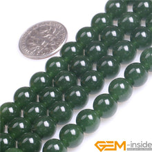 Load image into Gallery viewer, Natural Stone Green Taiwan Jades; Round Bead For Jewelry; Strand 15 inch DIY Bracelet/ Necklace