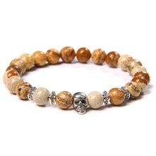 Load image into Gallery viewer, Skull Bracelets For Men Women Natural Stone; 8MM Beads Stretch Bangles